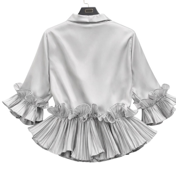 Silver Ruffle Wrap Top The Lumeta - Picture 5 of 5